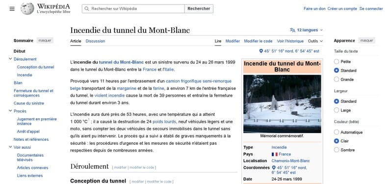Incendie du tunnel du Mont Blanc en 1999
